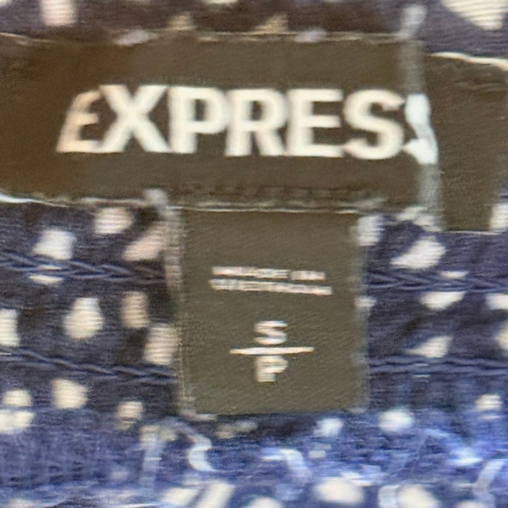 Express Maxi Dress Small Blue Polka Dot Tiered Tie Strap Smocked Rayon - Picture 4 of 5